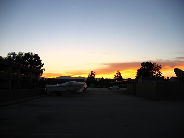 The Oakwood parking lot at dawn